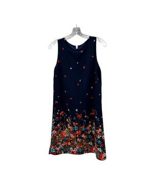 Magic Fit Womens Floral Sheath Dress Sleeveless Navy/Multi Size Medium